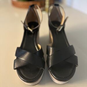 Michael Kors Black Leather and Tan Suede Platform Sandals size 9